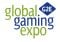 Logo for the Global Gaming Expo, showcasing global gaming expo in vibrant green and blue lowercase letters, with G2E nestled in a blue diamond shape. Ideal for casino kiosks, this design captures the dynamic spirit of gaming innovation.
