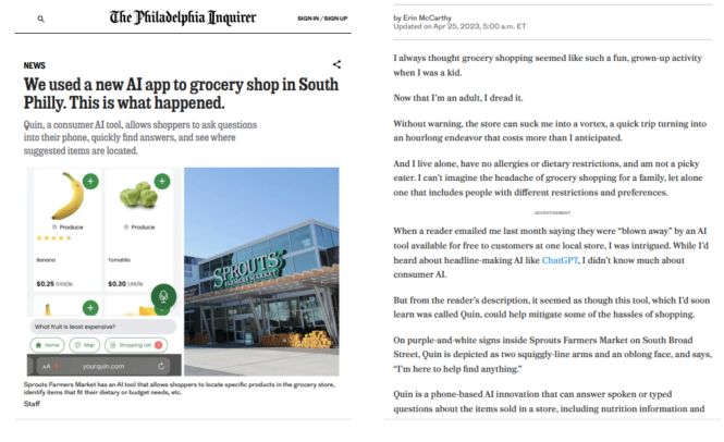 Philadelphia Inquirer review of Sprouts AI Assist