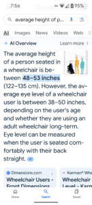 average height of wheelchair users