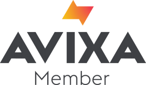 Logo of AVIXA with the word Member underneath. The design features a stylized star above the text, blending from orange to red. The background is white.