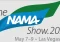 Logo for The NAMA Show 2025, showcasing stylized blue and green leaves, embodies the spirit of innovation in vending. Text reads The NAMA Show 2025 with event dates May 7-9 and location Las Vegas, NV.
