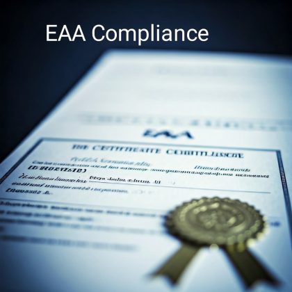 EAA Kiosk Compliance A close-up of a document with a gold seal and the words EAA Compliance written above it, suggesting certification or official approval related to EAA standards for a kiosk manufacturer.